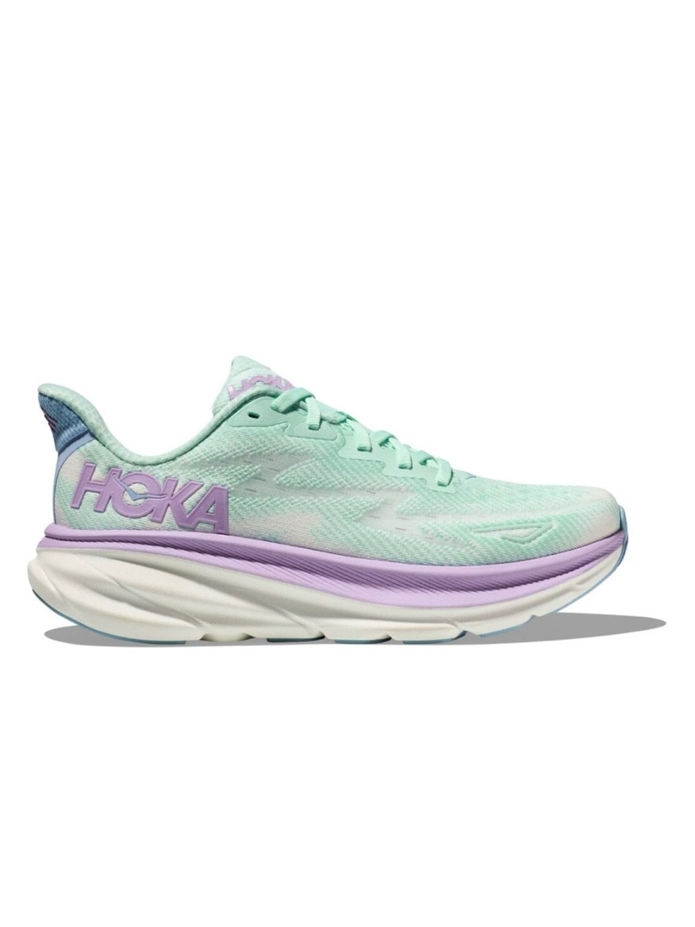 HOKA Clifton 9 Women's Running Shoes Size 10 B Mint Green Purple EUC